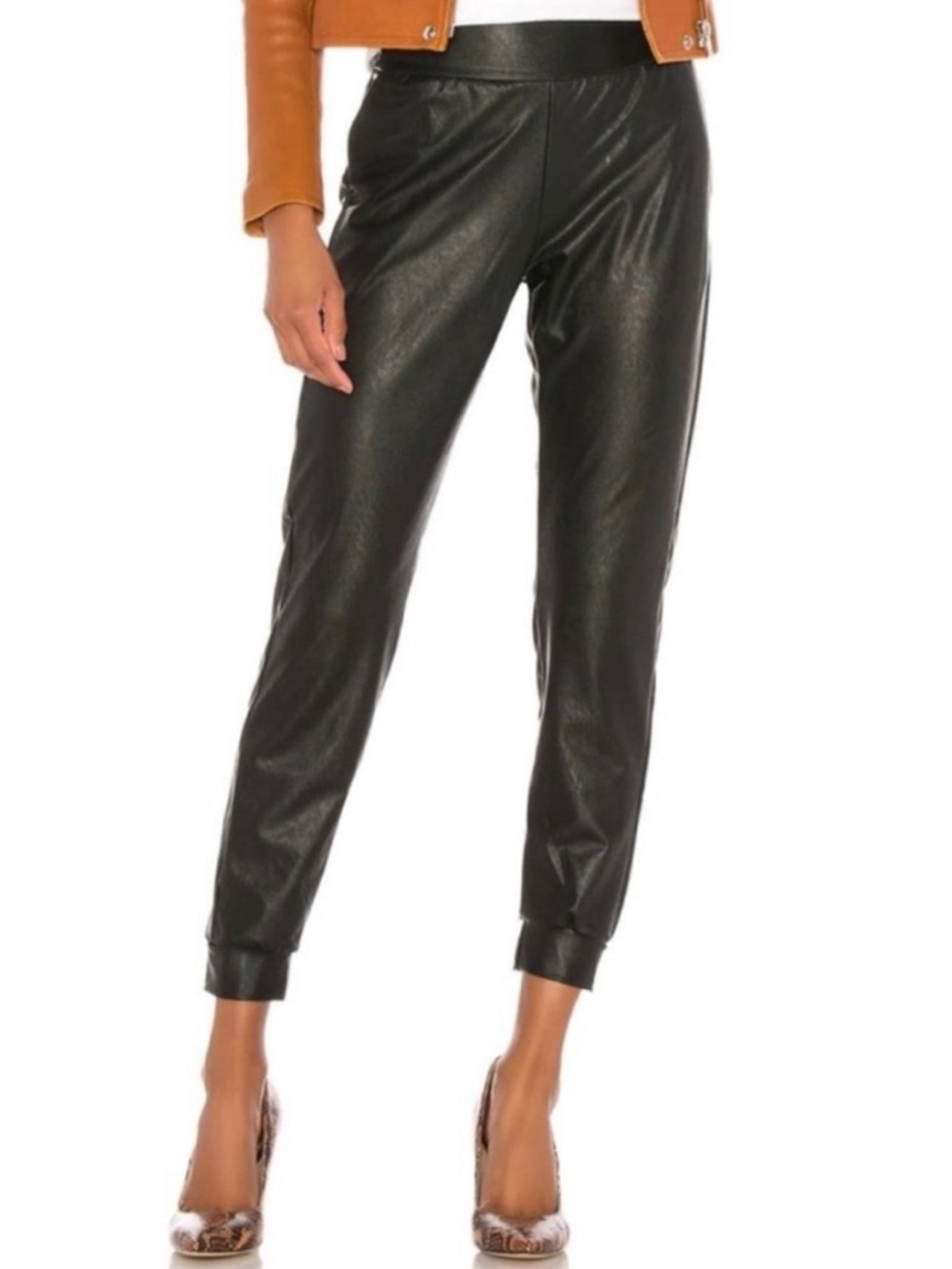 COMMANDO Faux Leather Joggers Black Sz S NWOT